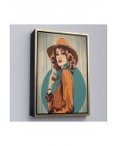 Çerçeveli Güzel Retro Kadın Tablosu-8069