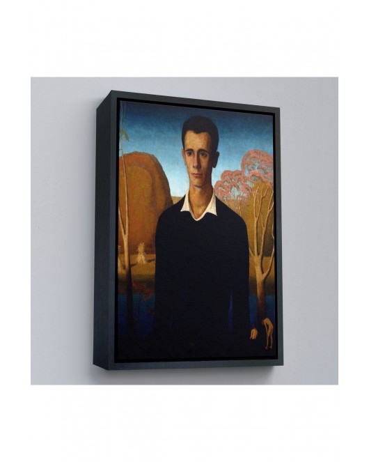 Çerçeveli Grant Wood - Arnold Pyle İki Zayıf Adamla Nehrin Önünde Tablosu-8065