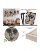Çerçeveli Kara Kalem Çalışması Görünümlü Cool Kadın Tablosu-8067