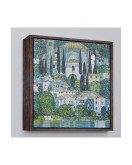 Çerçeveli Gustav Klimt - Cassone’Deki Kilise Selvili Manzara Tablosu-8345