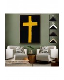 Çerçeveli Sarı Haç Tablosu - Cross-8105