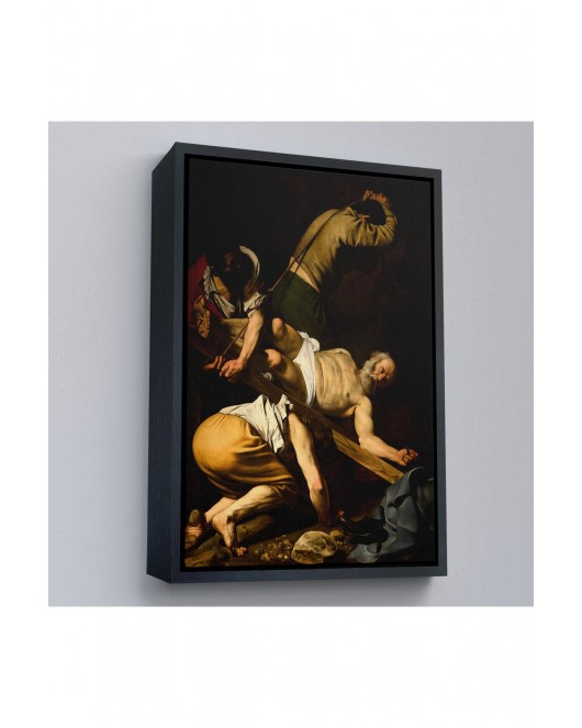 Çerçeveli Caravaggio - Aziz Petrus'Un Çarmıha Gerilmesi Tablosu - Crucifixion Of Saint Peter-8106