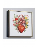 Çerçeveli Çiçeklerle Çevrili Kalp Tablosu - Doktor Hediyesi-8326