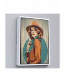 Çerçeveli Güzel Retro Kadın Tablosu-8069