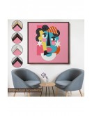 Çerçeveli Pembe Renkli Soyut Kadın Portre Tablosu-8306