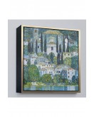Çerçeveli Gustav Klimt - Cassone’Deki Kilise Selvili Manzara Tablosu-8345