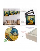 Çerçeveli Kedi Doku Tablosu-8357