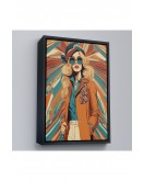 Çerçeveli Şapkalı Güzel Retro Kadın Tablosu-8071