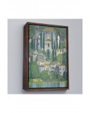 Çerçeveli Gustav Klimt - Cassone'Deki Kilise Selvili Manzara Tablosu-8095