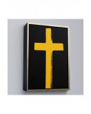 Çerçeveli Sarı Haç Tablosu - Cross-8105