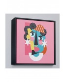Çerçeveli Pembe Renkli Soyut Kadın Portre Tablosu-8306