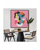 Çerçeveli Pembe Renkli Soyut Kadın Portre Tablosu-8306