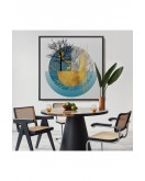 Çerçeveli Soyut Geometri Ağaç Ve Geyik Tablosu-8309