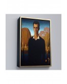 Çerçeveli Grant Wood - Arnold Pyle İki Zayıf Adamla Nehrin Önünde Tablosu-8065