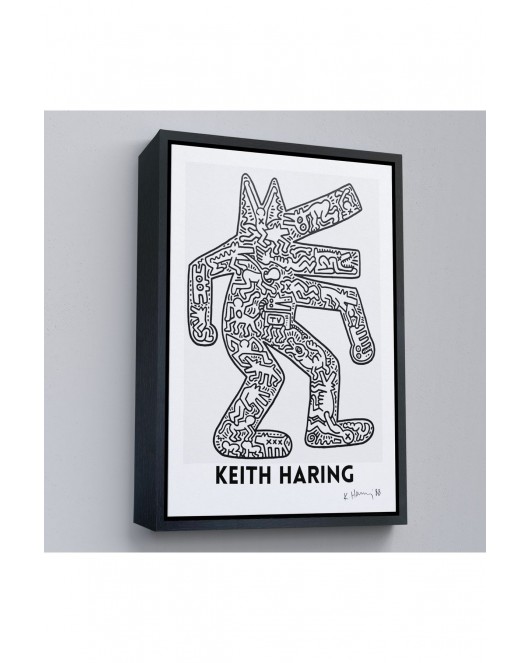 Çerçeveli Keith Haring - Köpek Tablosu - Dog-8047