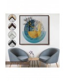 Çerçeveli Soyut Geometri Ağaç Ve Geyik Tablosu-8309