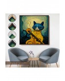 Çerçeveli Kedi Doku Tablosu-8357