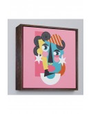 Çerçeveli Pembe Renkli Soyut Kadın Portre Tablosu-8306