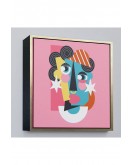Çerçeveli Pembe Renkli Soyut Kadın Portre Tablosu-8306