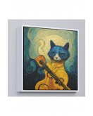 Çerçeveli Kedi Doku Tablosu-8357