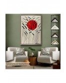 Çerçeveli Alexander Calder - Kızıl Güneş Ve Uzun Otlar Tablosu - Cattails With Red Sun-8090