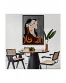 Çerçeveli Pablo Picasso - Kahverengi Elbiseli Kadının Büst Tablosu-8086