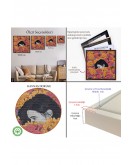 Çerçeveli Çiçekler Arasındaki Kadın Tablosu-8319