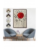 Çerçeveli Alexander Calder - Kızıl Güneş Ve Uzun Otlar Tablosu - Cattails With Red Sun-8090