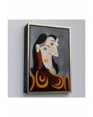 Çerçeveli Pablo Picasso - Kahverengi Elbiseli Kadının Büst Tablosu-8086
