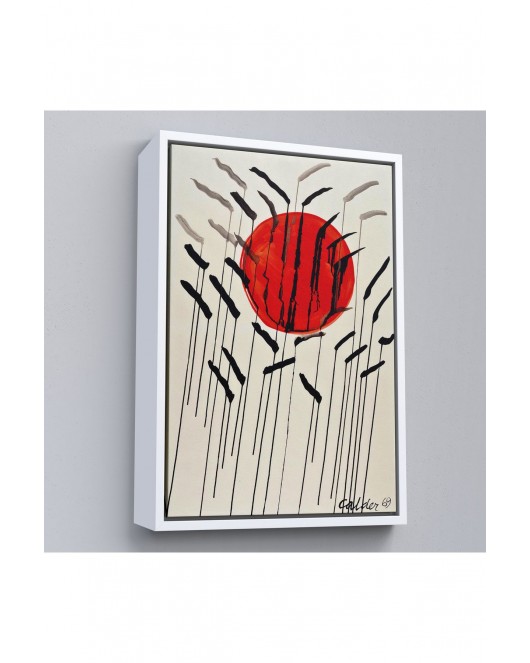 Çerçeveli Alexander Calder - Kızıl Güneş Ve Uzun Otlar Tablosu - Cattails With Red Sun-8090