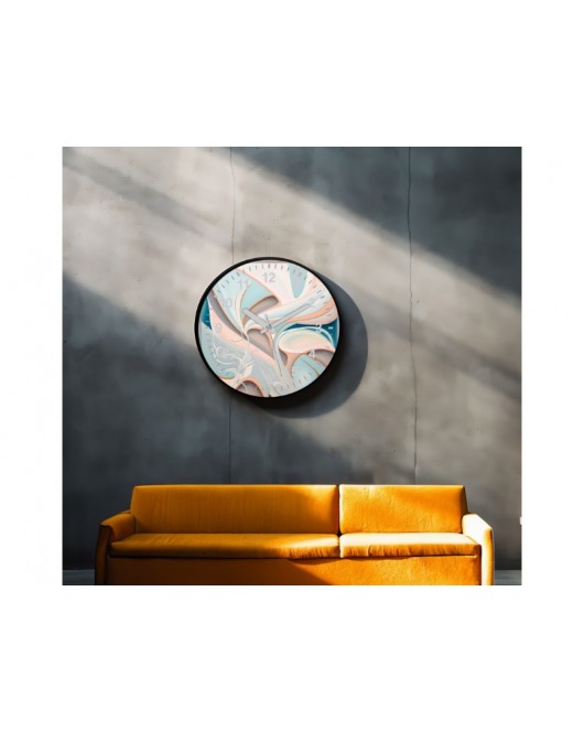 Dekoratif 3D Baskı Geometrik Desen Yuvarlak Duvar Saati -130