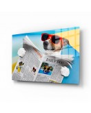 Eğlenceli Hayvanlar, Yapay Zeka Destekli, 3D Dekoratif Baskı Yatay Cam Tablo 438