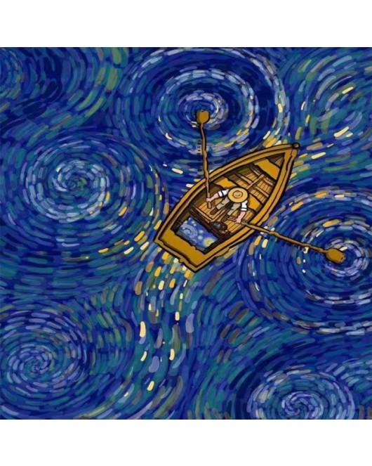 Kayıktaki Van Gogh KASNAKLI SAYILARLA BOYAMA SETİ