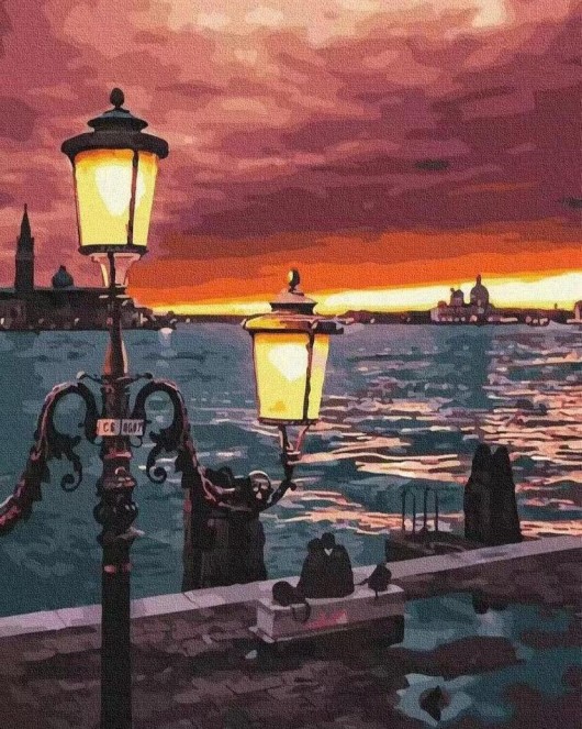 Kordonda Günbatımı KASNAKLI SAYILARLA BOYAMA SETİ