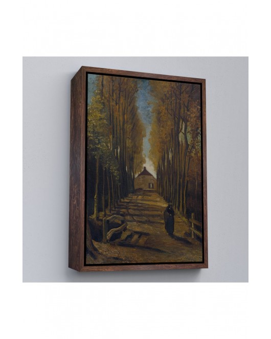 Çerçeveli Vincent Van Gogh - Sonbaharda Kavaklı Yol Tablo - Avenue Of Poplars İn Autumn-7473