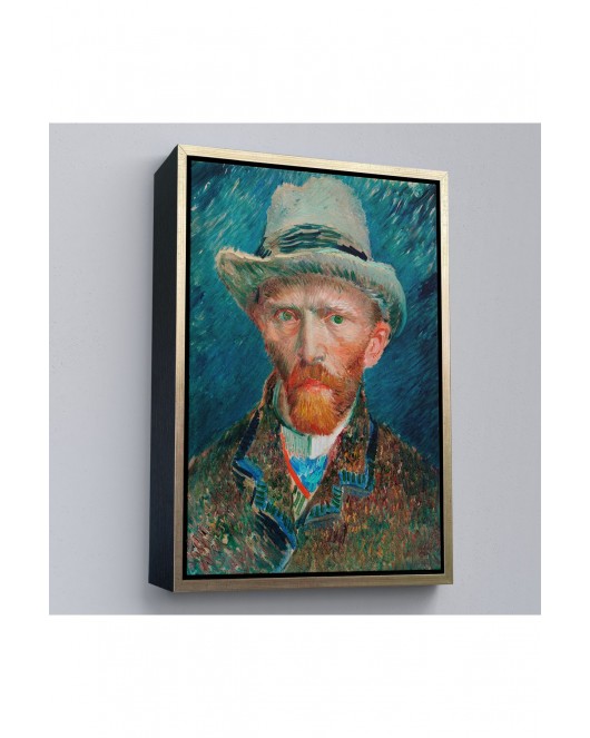 Çerçeveli Vincent Van Gogh - Hasır Şapkalı Otoportre Tablosu-7452