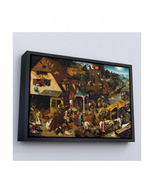 Çerçeveli Yaşlı Pieter Brueghel - Hollanda Atasözleri Mavi Pelerin Tablo-7267