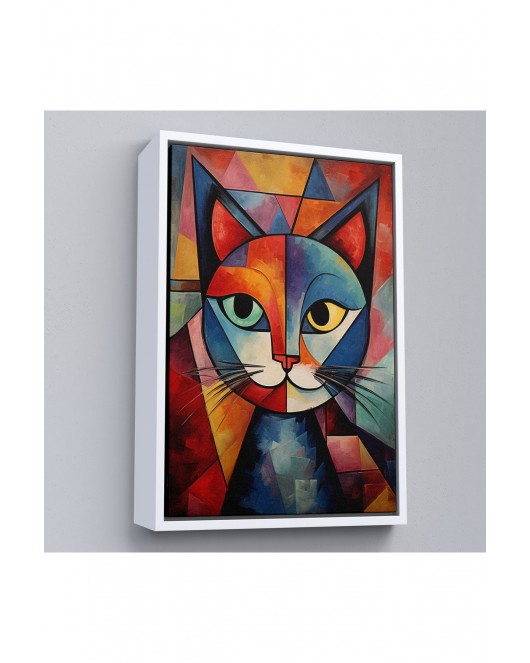 Pablo Picasso Tarzı - Soyut Renkli Kedi Tablo-7375