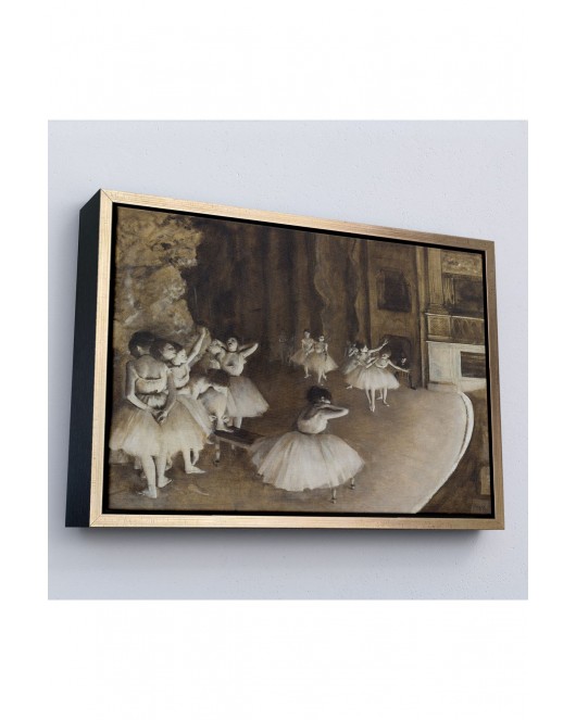 Çerçeveli Edgar Degas - Sahnede Bale Prova Tablosu-7053