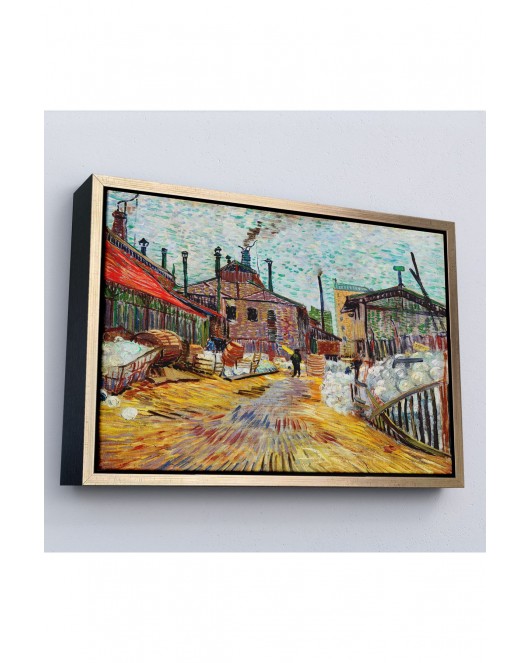 Çerçeveli Vincent Van Gogh - Asnieres Deki Fabrika Tablo - The Factory At Asnieres-7166