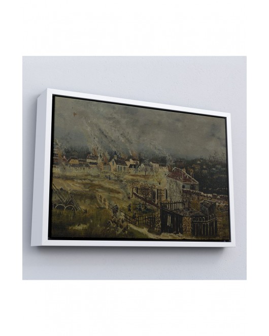 Çerçeveli Henri Rousseau - Champigny Savaşı Tablosu-7054
