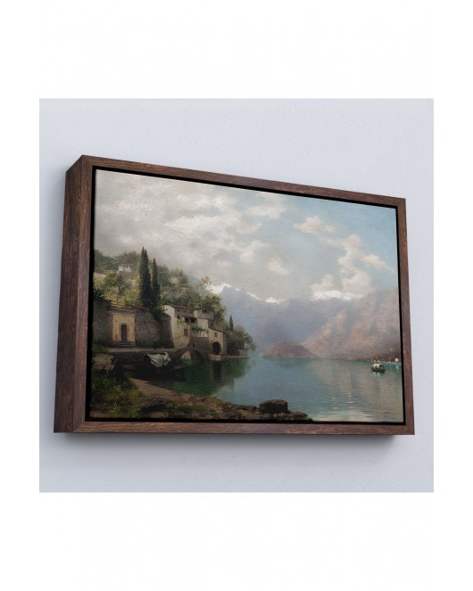 Çerçeveli Robert Schultze' Komo Gölü Tablosu - Bellagio By Lake Como-7018