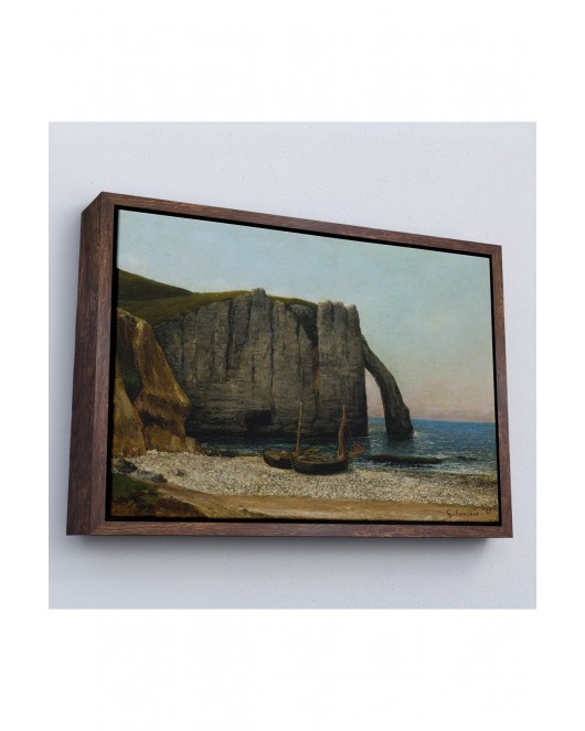 Çerçeveli Gustave Courbet - Etretat Kayalıkları Tablosu-7073