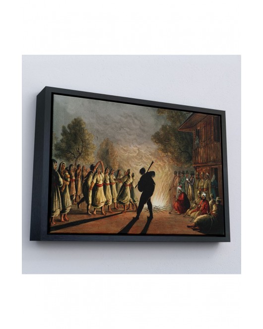 Çerçeveli Luigi Mayer'In Bulgar Köylülerinin Dansı Tablosu-7036