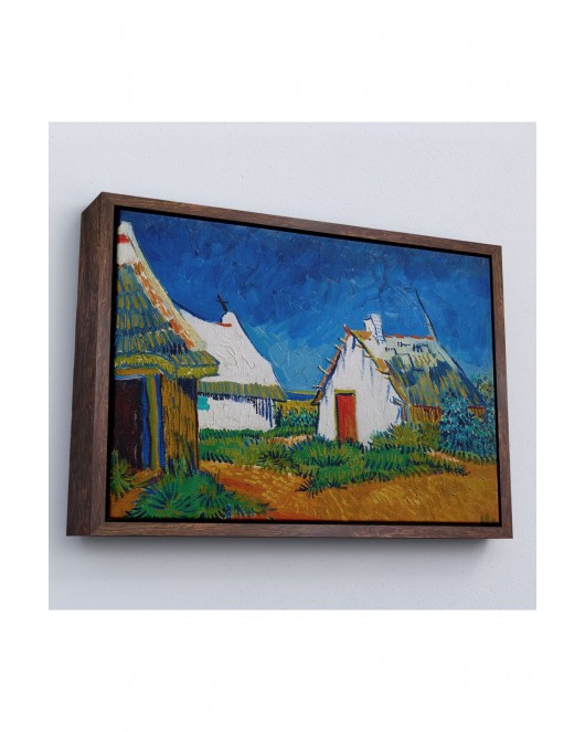 Çerçeveli Vincent Van Gogh - Saintes Maries'De Üç Beyaz Kulübe Tablosu-7189
