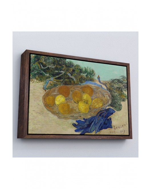 Çerçeveli Vincent Van Gogh - Mavi Eldivenli Portakal Ve Limonların Natürmortu Tablosu-7188