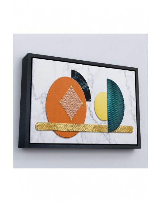 Çerçeveli Soyut Geometrik Mermer Desen Tablosu-7215