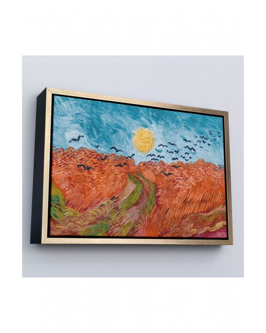 Çerçeveli Vincent Willem Van Gogh - Kargalarla Buğday Tarlası Tablo-7152