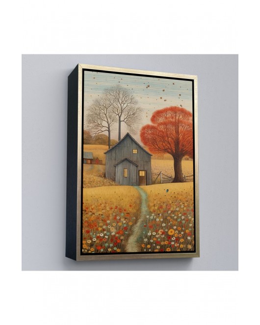 Çerçeveli Çayırdaki Ahır Evi Tablosu-7531