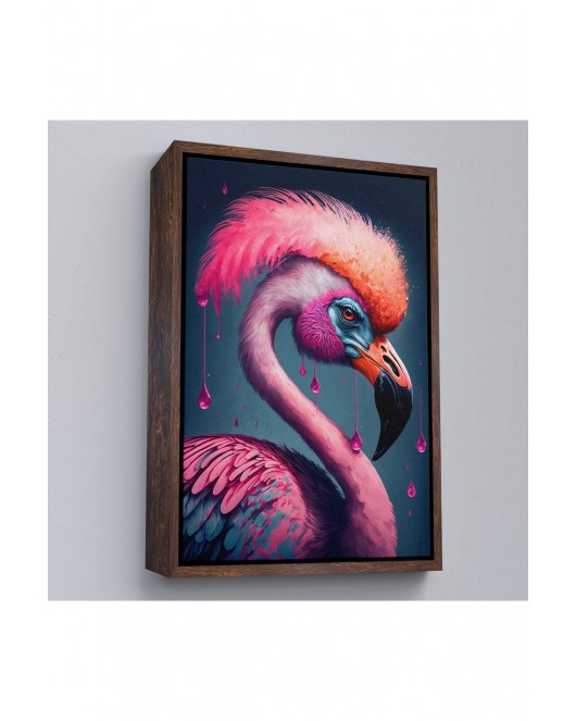Çerçeveli Pembe Hippi Filamingo Tablo-7869